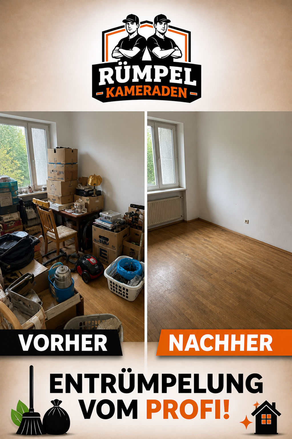 Vorher Nachher Gewerbe-Entrümpelung – Rümpel Kameraden